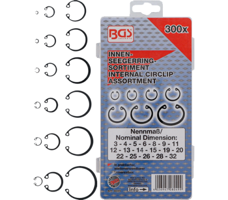 ANILLO DE SEGURIDAD INTERIOR 3-32MM JGO. 300PZ 8049 BGS