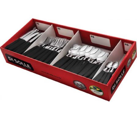 CUBIERTOS CAJA EXHIBIDOR 240PZ NEGRO PRISMA