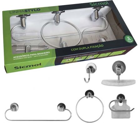ACCESORIOS P/ BAﾑO JGO 5 PZ CR 1533 SICMOL