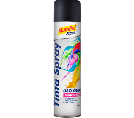 PINTURA AEROSOL 400ML NEGRO FOSCO (MATE) MUNDIAL PRIME