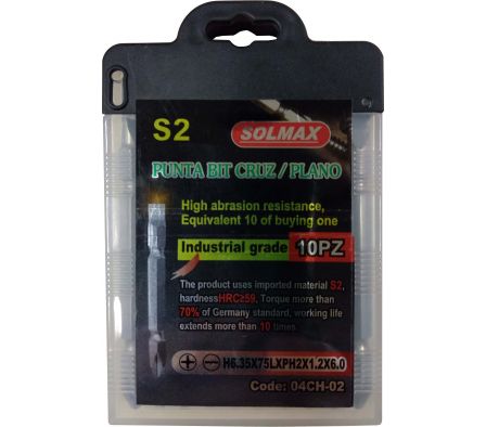 PUNTA BIT CRUZ / PLANO PH2 6.0MMX75MM S2 10PZ 01CH-02