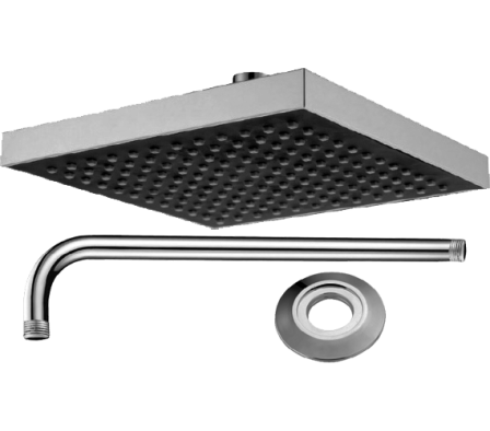 DUCHA PLAST. CUADRADO 8" CR JUEGO 3 PZ RN002