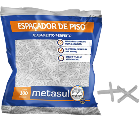 ESPACIADOR PISO 3MM TRANSP 100PZ METASUL
