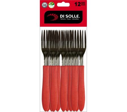 TENEDOR MESA ROJO 12 PZ PRISMA