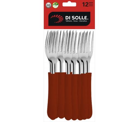 TENEDOR MESA ROJO 12 PZ NEW TROPICAL