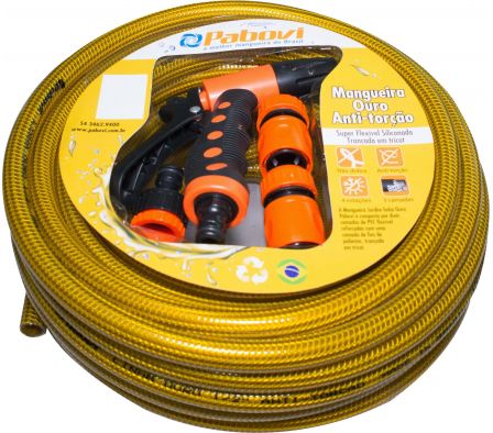 MANGUERA JARDIN ORO SILIC ANTITOR 1/2" TRENZ 20M C/ ACOPLES PABOVI